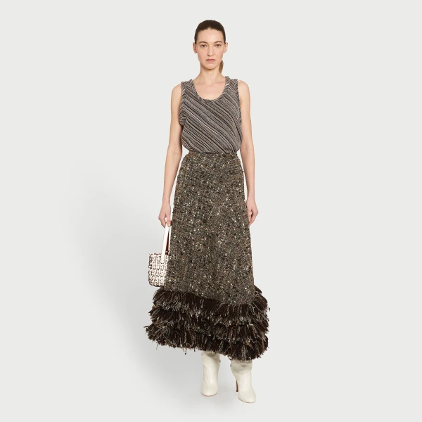Giambattista Valli Midi Wool Rovings And Bouclé Skirt - Giambattista Valli Skirts - Romantic Couture - Shop at Coveti