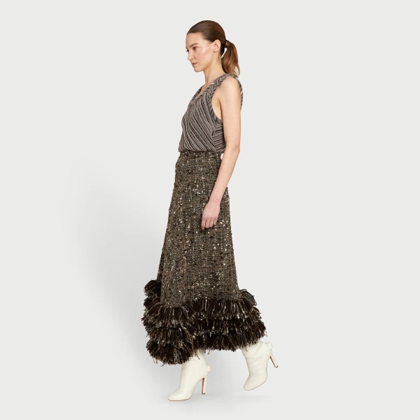 Giambattista Valli Midi Wool Rovings And Bouclé Skirt - Giambattista Valli Skirts - Romantic Couture - Shop at Coveti