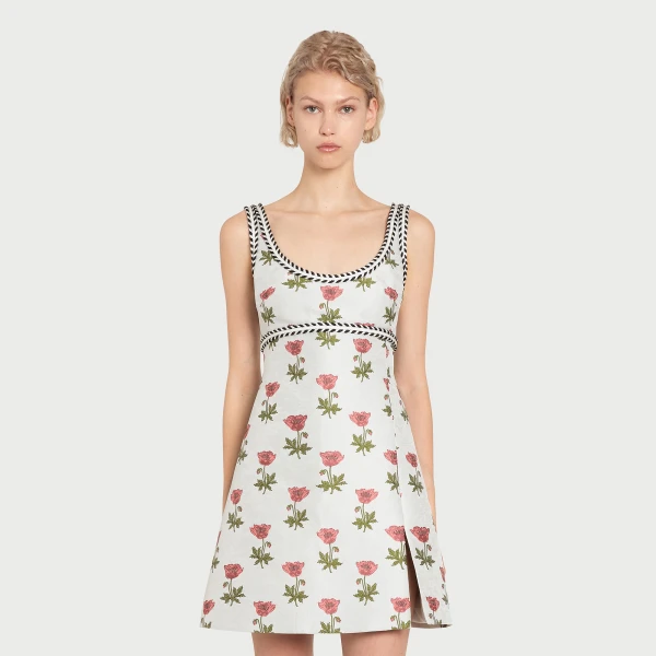Giambattista Valli Mini Blue Floral Jacquard Dress - Giambattista Valli Dresses - Romantic Couture - Shop at Coveti