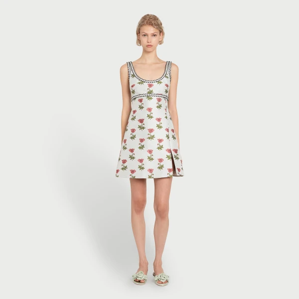 Giambattista Valli Mini Blue Floral Jacquard Dress - Giambattista Valli Dresses - Romantic Couture - Shop at Coveti