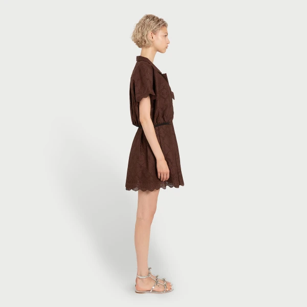 Giambattista Valli Mini Brown Pointelle Blouse - Giambattista Valli Tops - Romantic Couture - Shop at Coveti