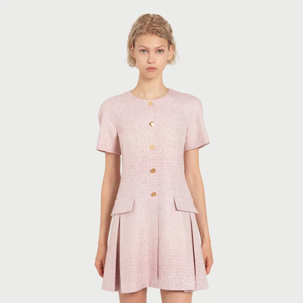 Giambattista Valli Mini Pink Iridescent Tweed Dress - Giambattista Valli Dresses - Romantic Couture - Shop at Coveti