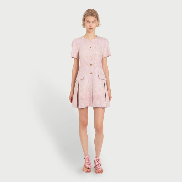 Giambattista Valli Mini Pink Iridescent Tweed Dress - Giambattista Valli Dresses - Romantic Couture - Shop at Coveti
