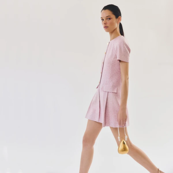 Giambattista Valli Mini Pink Iridescent Tweed Dress - Giambattista Valli Dresses - Romantic Couture - Shop at Coveti