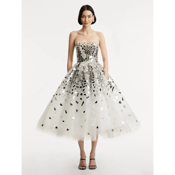 Oscar de la Renta Mirrored Mosaic Cocktail Dress - Oscar de la Renta Dresses - American Couture - Shop at Coveti