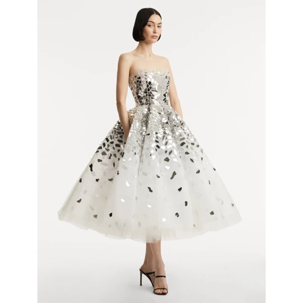 Oscar de la Renta Mirrored Mosaic Cocktail Dress - Oscar de la Renta Dresses - American Couture - Shop at Coveti