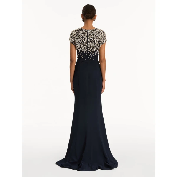 Oscar de la Renta Mosaic Crystal Embroidered Cady Gown - Oscar de la Renta Dresses - American Couture - Shop at Coveti
