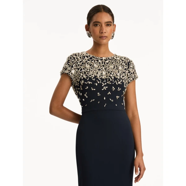 Oscar de la Renta Mosaic Crystal Embroidered Cady Gown - Oscar de la Renta Dresses - American Couture - Shop at Coveti