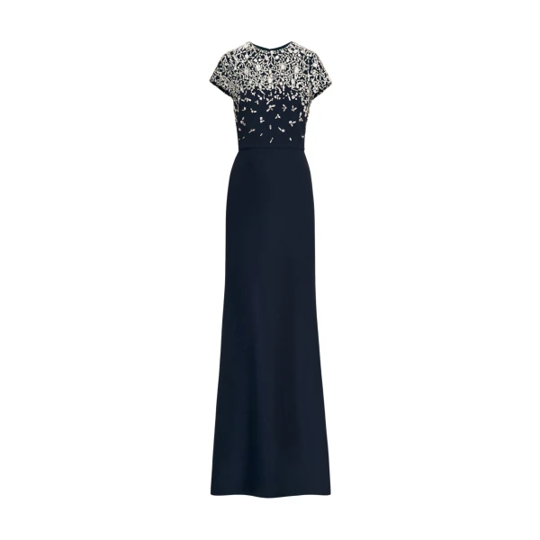Oscar de la Renta Mosaic Crystal Embroidered Cady Gown - Oscar de la Renta Dresses - American Couture - Shop at Coveti