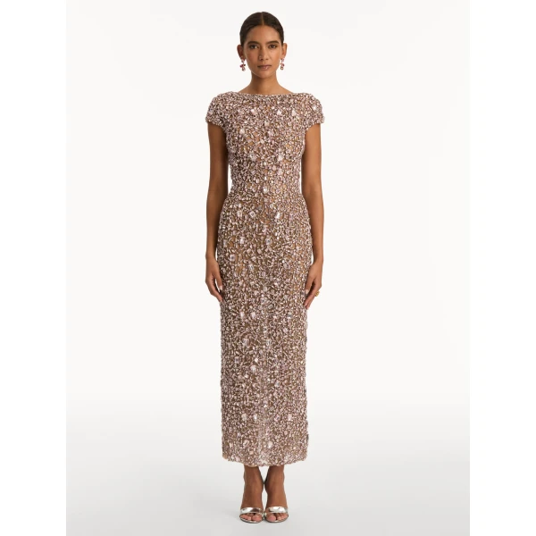 Oscar de la Renta Mosaic Crystal Embroidered Gown - Oscar de la Renta Dresses - American Couture - Shop at Coveti