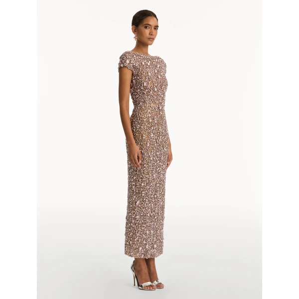Oscar de la Renta Mosaic Crystal Embroidered Gown - Oscar de la Renta Dresses - American Couture - Shop at Coveti