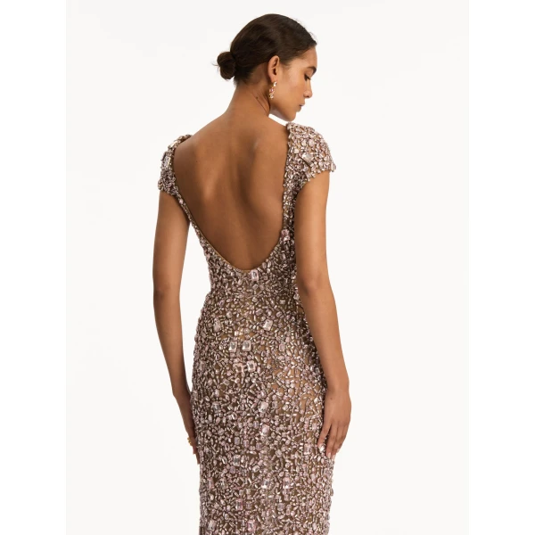 Oscar de la Renta Mosaic Crystal Embroidered Gown - Oscar de la Renta Dresses - American Couture - Shop at Coveti