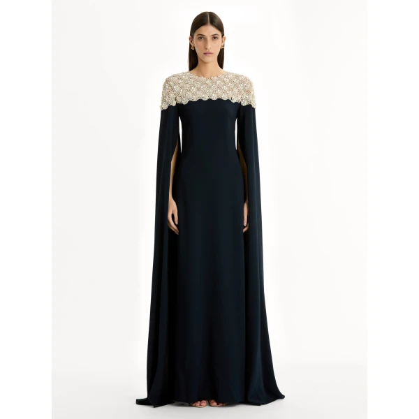 Oscar de la Renta Mother of Pearl Embroidered Caftan - Oscar de la Renta Dresses - American Couture - Shop at Coveti
