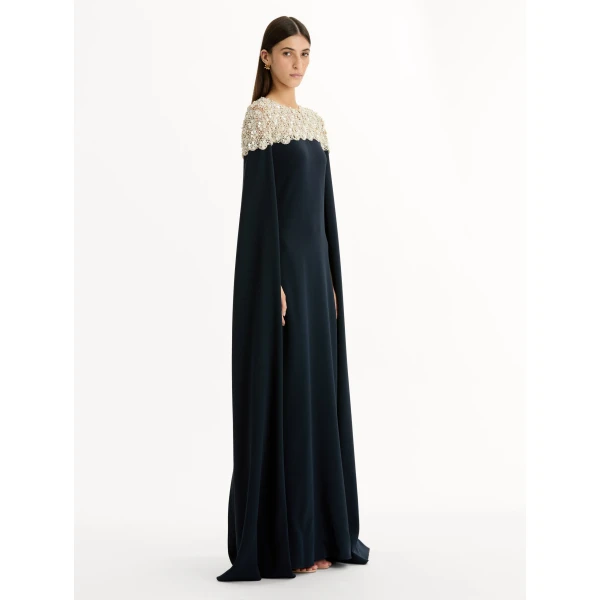 Oscar de la Renta Mother of Pearl Embroidered Caftan - Oscar de la Renta Dresses - American Couture - Shop at Coveti