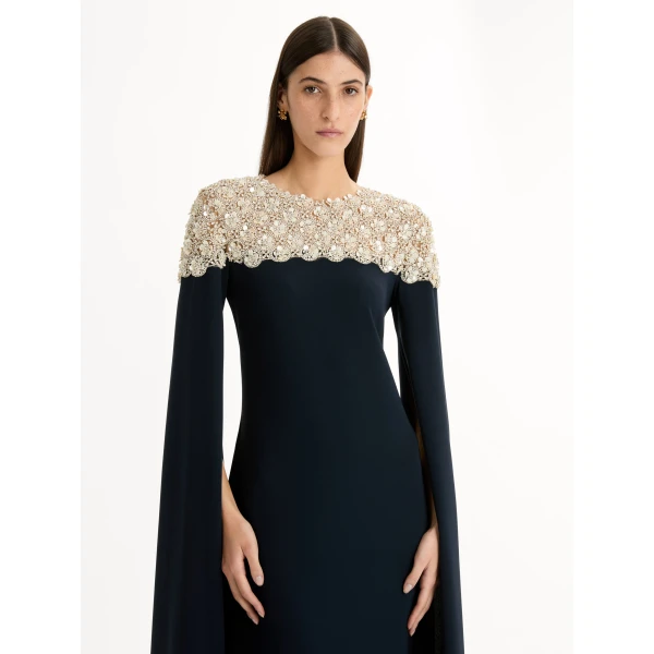 Oscar de la Renta Mother of Pearl Embroidered Caftan - Oscar de la Renta Dresses - American Couture - Shop at Coveti