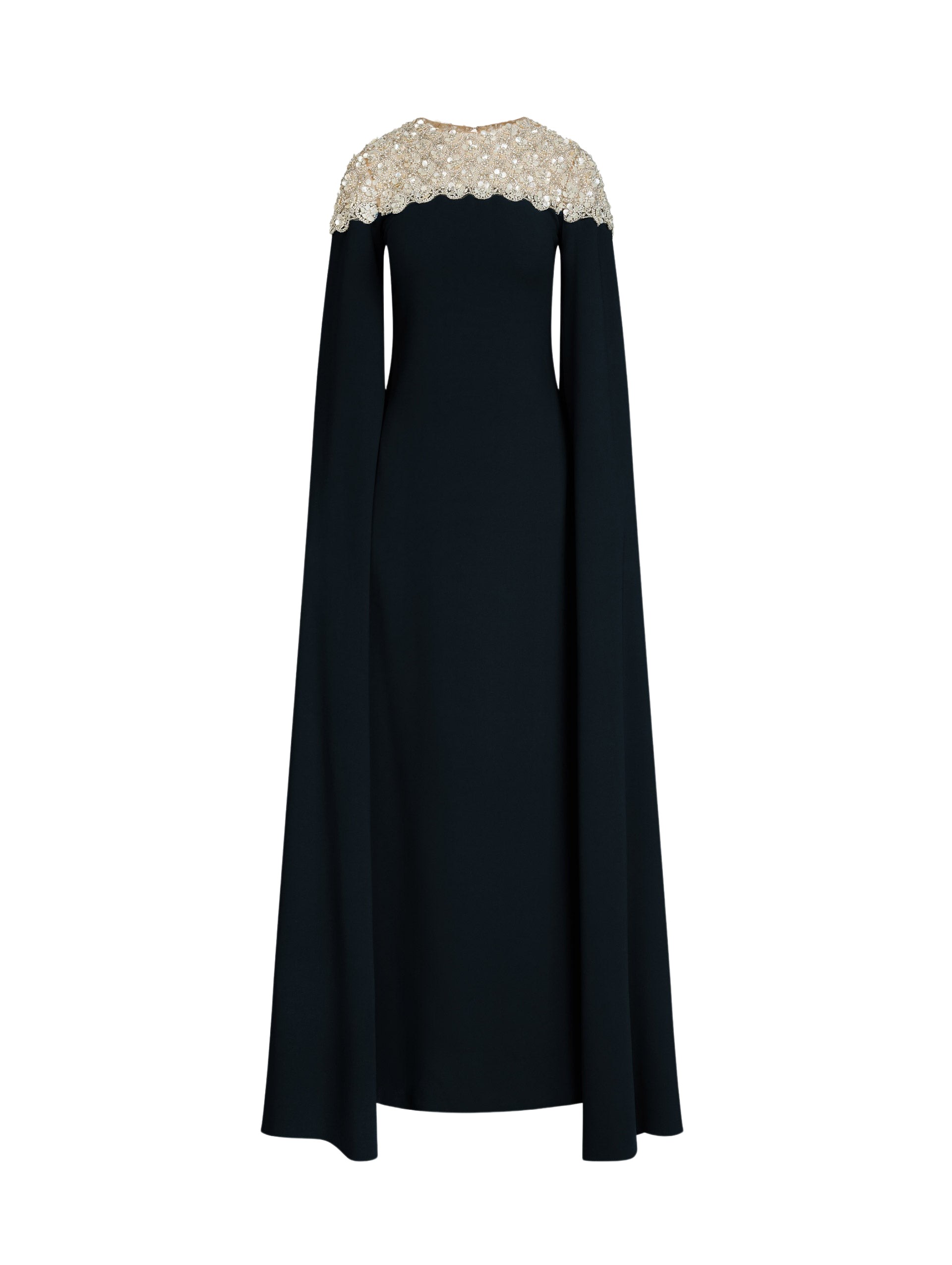 Oscar de la Renta Mother of Pearl Embroidered Caftan Dress