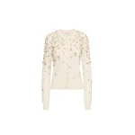 Oscar de la Renta Mother of Pearl Embroidered Cardigan - Oscar de la Renta Knitwear - American Couture - Shop at Coveti