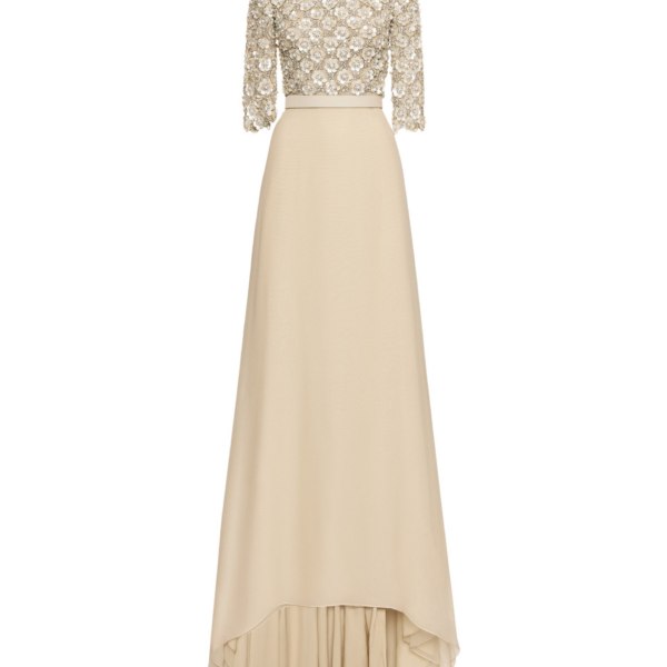 Oscar de la Renta Mother of Pearl Embroidered Gown - Oscar de la Renta Dresses - American Couture - Shop at Coveti