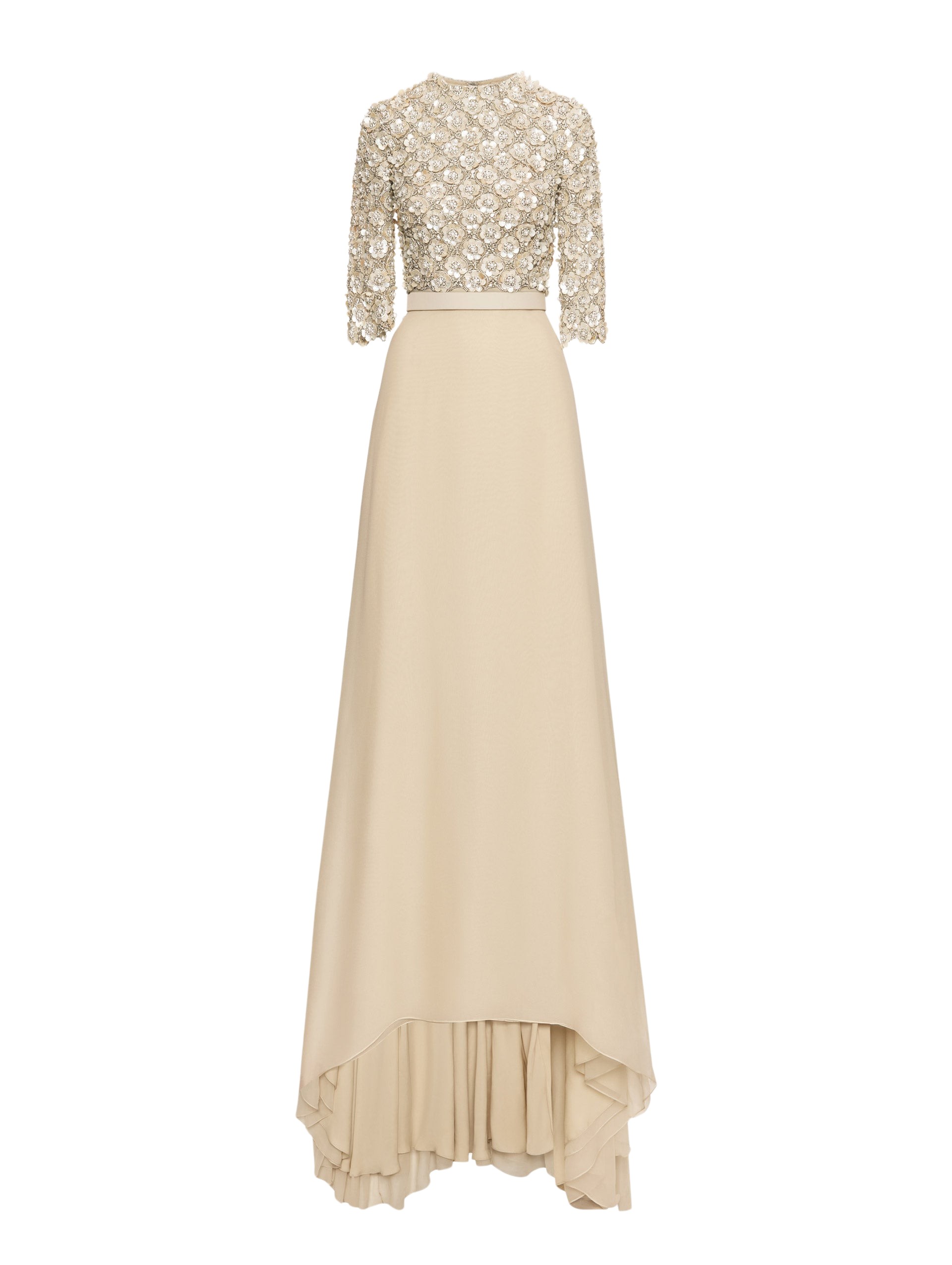 Oscar de la Renta Mother of Pearl Embroidered Gown