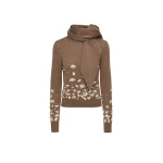 Oscar de la Renta Mother of Pearl Embroidered Pullover with Scarf - Oscar de la Renta Knitwear - American Couture - Shop at Coveti