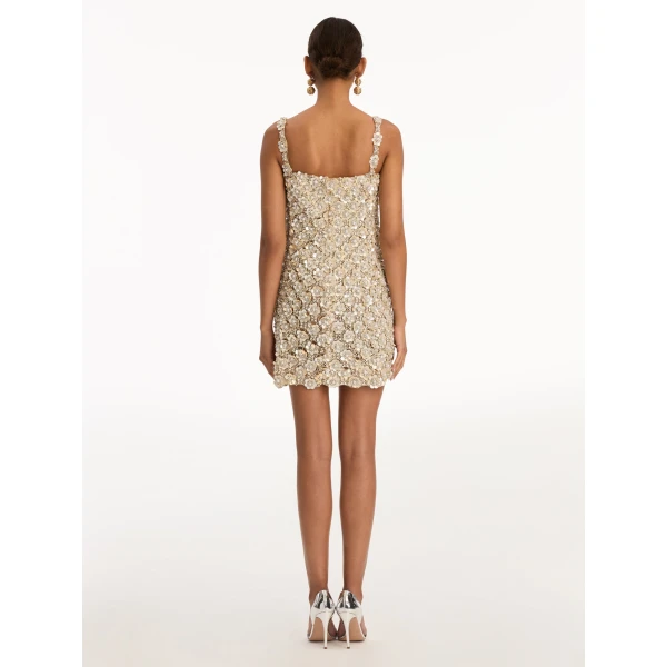 Oscar de la Renta Mother of Pearl Embroidered Shift Dress - Oscar de la Renta Dresses - American Couture - Shop at Coveti