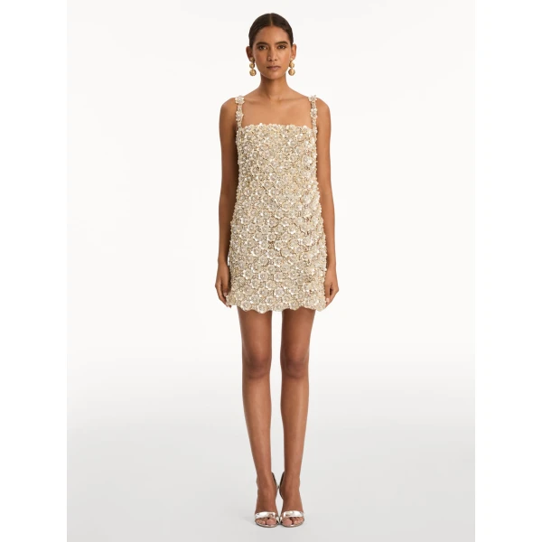 Oscar de la Renta Mother of Pearl Embroidered Shift Dress - Oscar de la Renta Dresses - American Couture - Shop at Coveti