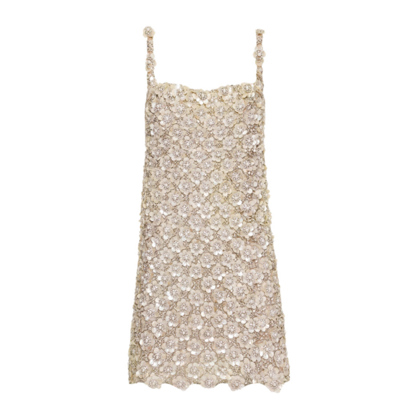 Oscar de la Renta Mother of Pearl Embroidered Shift Dress - Oscar de la Renta Dresses - American Couture - Shop at Coveti