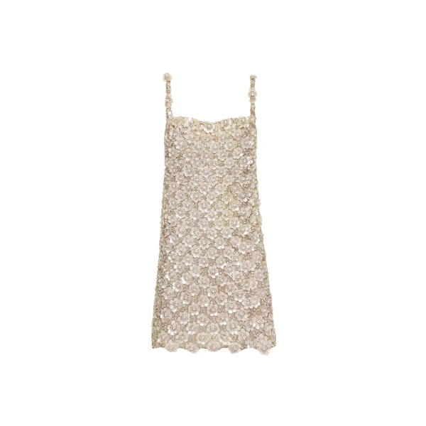 Oscar de la Renta Mother of Pearl Embroidered Shift Dress - Oscar de la Renta Dresses - American Couture - Shop at Coveti