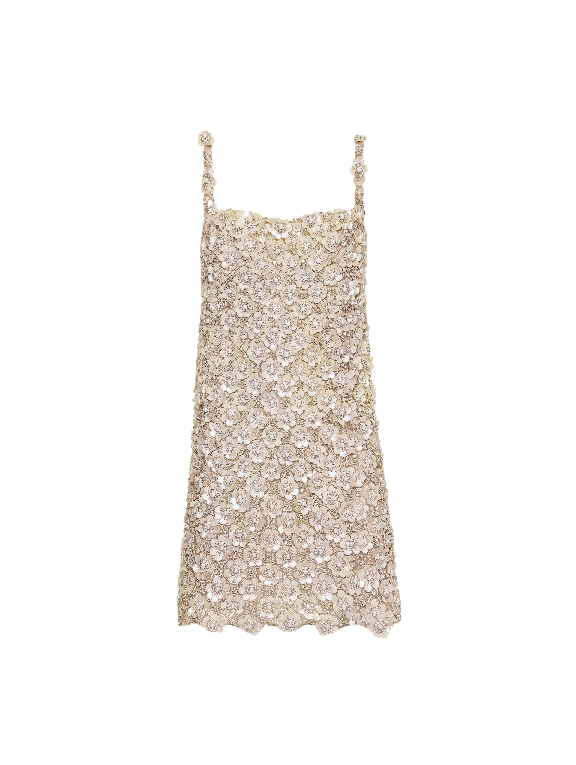 Oscar de la Renta Mother of Pearl Embroidered Shift Dress