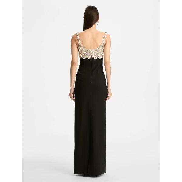 Oscar de la Renta Mother of Pearl Embroidered Sleeveless Gown - Oscar de la Renta Dresses - American Couture - Shop at Coveti