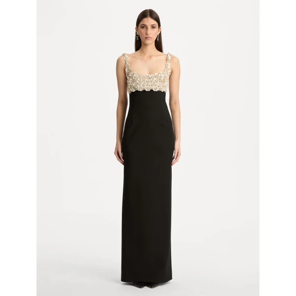 Oscar de la Renta Mother of Pearl Embroidered Sleeveless Gown - Oscar de la Renta Dresses - American Couture - Shop at Coveti