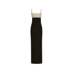 Oscar de la Renta Mother of Pearl Embroidered Sleeveless Gown - Oscar de la Renta Dresses - American Couture - Shop at Coveti