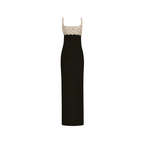 Oscar de la Renta Mother of Pearl Embroidered Sleeveless Gown - Oscar de la Renta Dresses - American Couture - Shop at Coveti