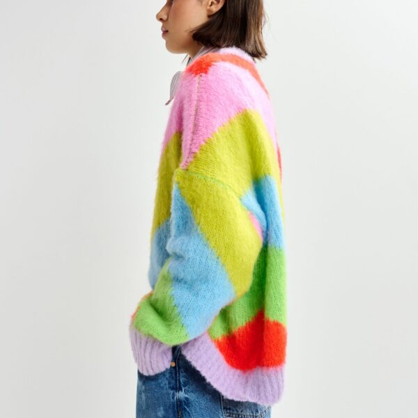 Essentiel Antwerp Multicolor intarsia knit striped sweater - Essentiel Antwerp Knitwear - Colorful Belgian Design - Shop at Coveti