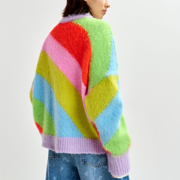 Essentiel Antwerp Multicolor intarsia knit striped sweater - Essentiel Antwerp Knitwear - Colorful Belgian Design - Shop at Coveti