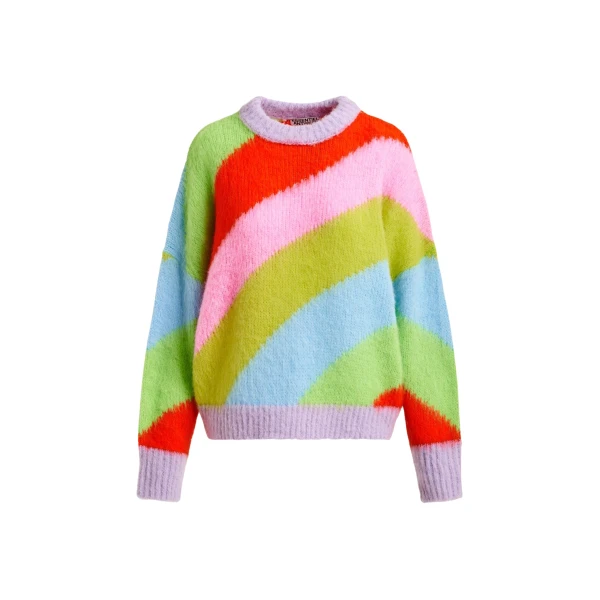 Essentiel Antwerp Multicolor intarsia knit striped sweater - Essentiel Antwerp Knitwear - Colorful Belgian Design - Shop at Coveti