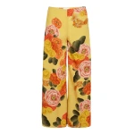 Giambattista Valli Mustard Blossoms Poplin Wide-Leg Pants - Giambattista Valli Pants - Romantic Couture - Shop at Coveti