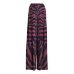 Essentiel Antwerp Navy and dark pink zebra-print wide-leg pants - Essentiel Antwerp Pants - Colorful Belgian Design - Shop at Coveti