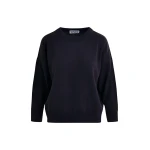 Essentiel Antwerp Navy and green knitted sweater with fitted waist - Essentiel Antwerp Knitwear - Colorful Belgian Design - Shop at Coveti