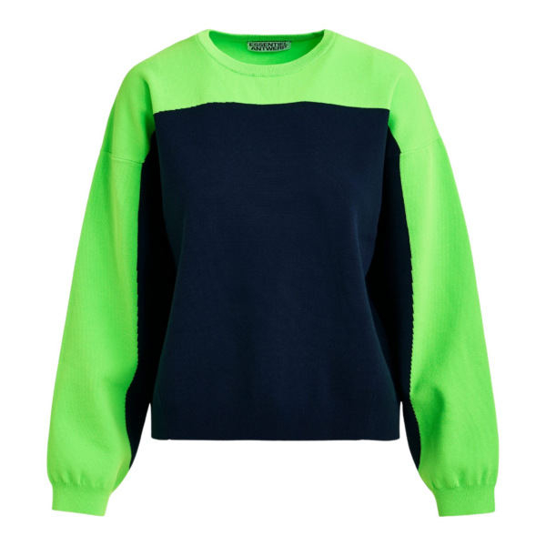 Essentiel Antwerp Navy and green two-tone knit sweater - Essentiel Antwerp Knitwear - Colorful Belgian Design - Shop at Coveti