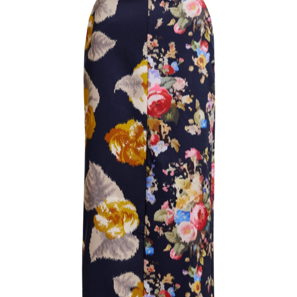 Essentiel Antwerp Navy and multicolor dual floral print maxi skirt - Essentiel Antwerp Skirts - Colorful Belgian Design - Shop at Coveti