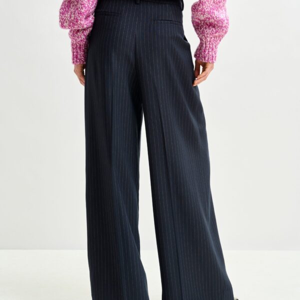 Essentiel Antwerp Navy and white pinstripe wide-leg pants - Essentiel Antwerp Pants - Colorful Belgian Design - Shop at Coveti