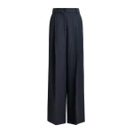 Essentiel Antwerp Navy and white pinstripe wide-leg pants - Essentiel Antwerp Pants - Colorful Belgian Design - Shop at Coveti