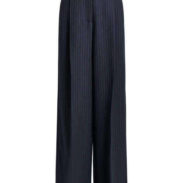Essentiel Antwerp Navy and white pinstripe wide-leg pants - Essentiel Antwerp Pants - Colorful Belgian Design - Shop at Coveti
