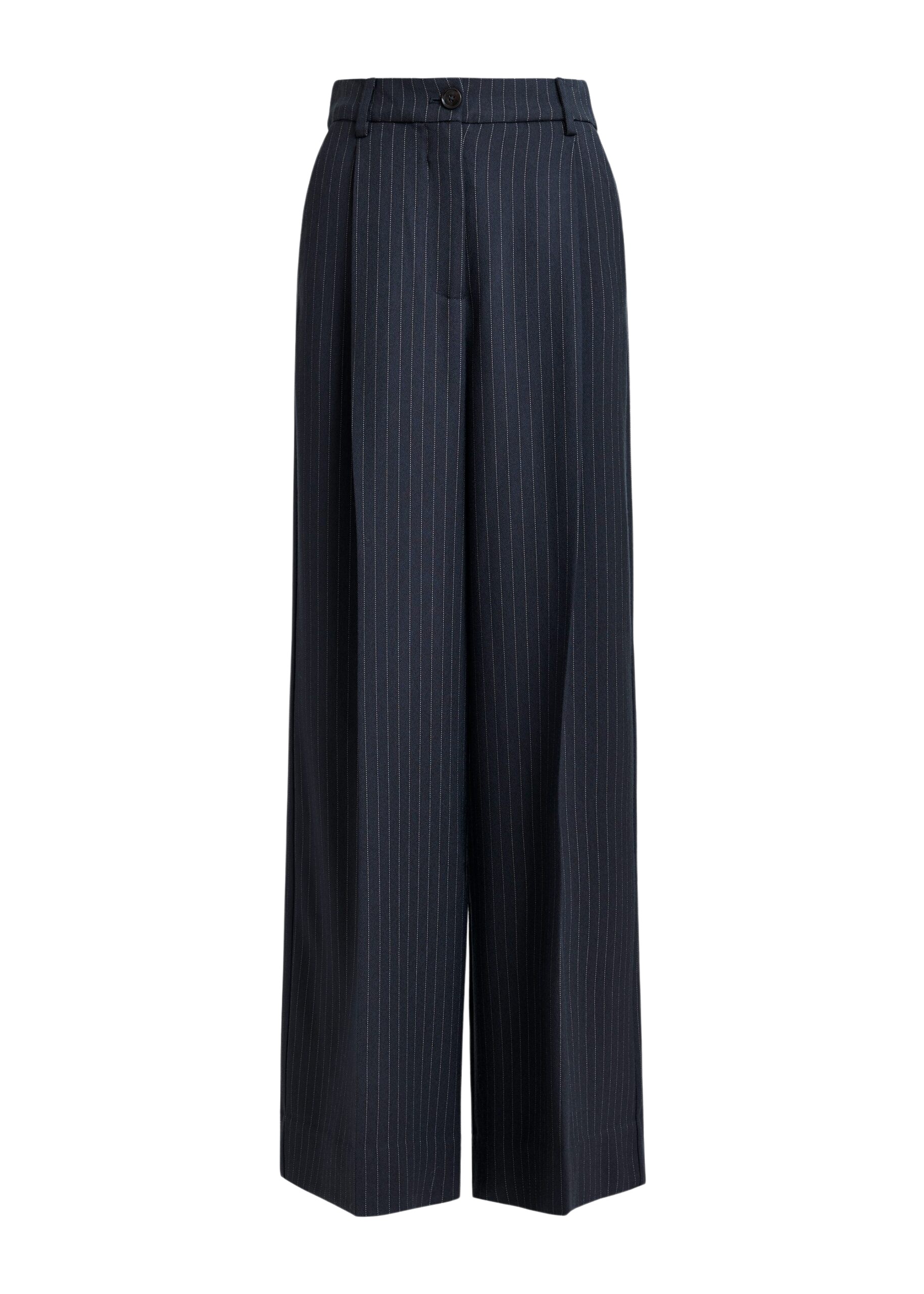 Essentiel Antwerp Navy and white pinstripe wide-leg pants