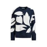 Essentiel Antwerp Navy cotton sweatshirt with white flame appliqués - Essentiel Antwerp Shirts - Colorful Belgian Design - Shop at Coveti
