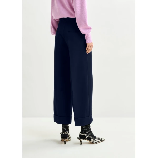 Essentiel Antwerp Navy cropped pants with folded cuffs, view 4