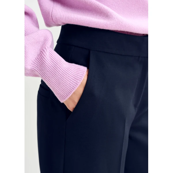 Essentiel Antwerp Navy cropped pants with folded cuffs, view 5