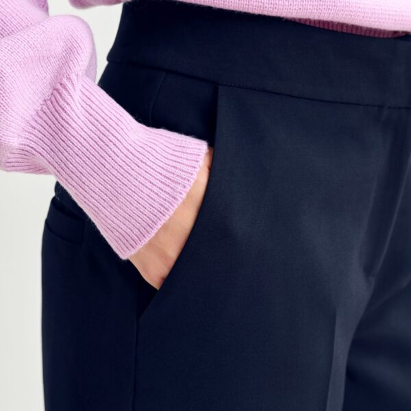 Essentiel Antwerp Navy cropped pants with folded cuffs - Essentiel Antwerp Pants - Colorful Belgian Design - Shop at Coveti