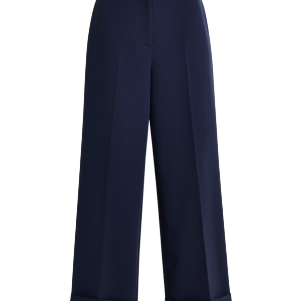 Essentiel Antwerp Navy cropped pants with folded cuffs - Essentiel Antwerp Pants - Colorful Belgian Design - Shop at Coveti